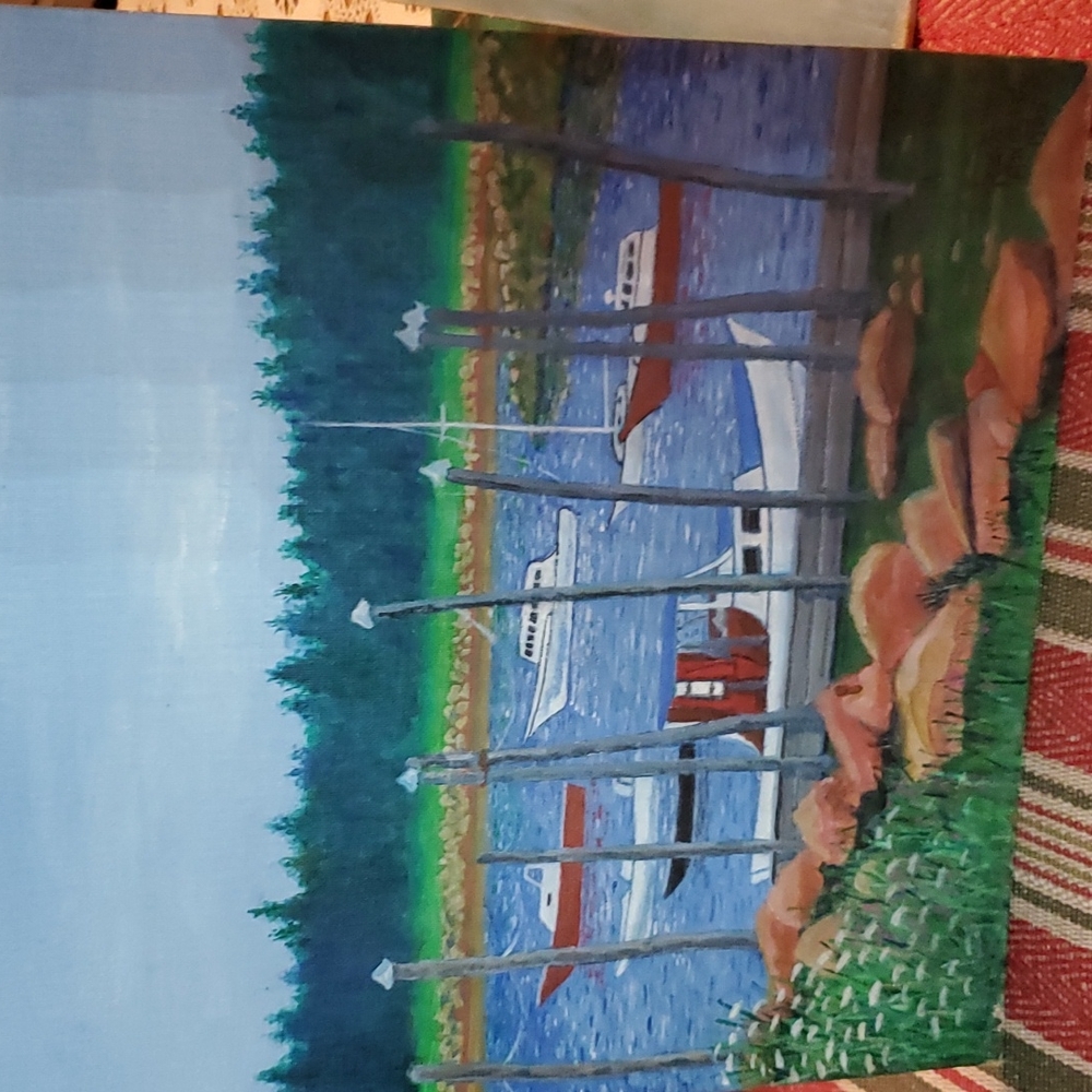 💥SOLD💥Authentic acrylic painting,coastle scene - Picture 3 of 16